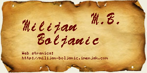 Milijan Boljanić vizit kartica